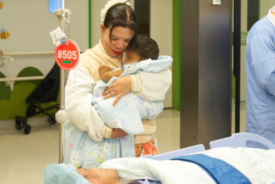 Nieco with his family after surgery